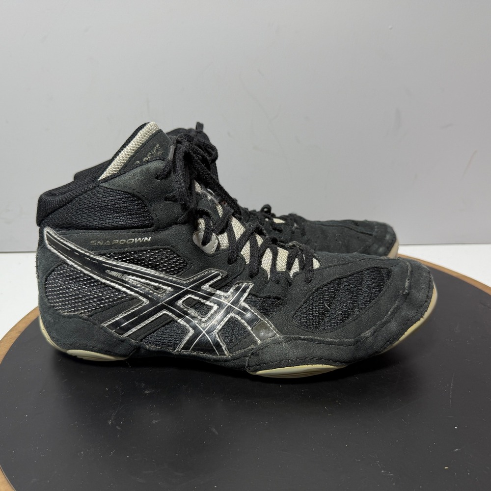 ASICS Wrestling Shoes Women Size 8.5 Black Gray High Top‎ Mat Training J502Y